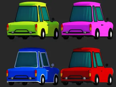 Generic passenger cartoon car pack Low-poly 3D model Low-poly 3D model