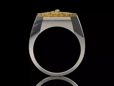 Square Signet Ring with Crowned Eagle Motif mr0302 3D print model