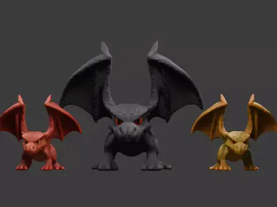 Stylized Dragon 3D Model  Game Ready with 3 Texture Variations Low-poly 3D model