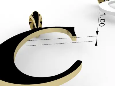 Letter C NECKLACE 3D print model