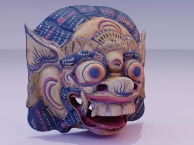 African Mask 04  Low-poly 3D model