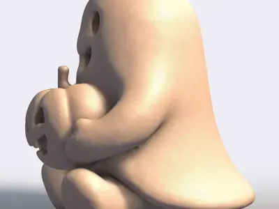 Cute Ghost with Pumpkin 3D print model