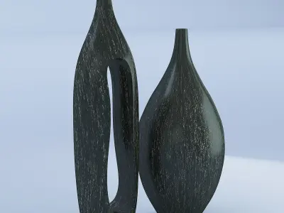 Wooden Vases 3D model
