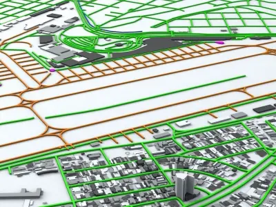 Sao Paulo Conghonas CGH Airport Roads Buildings and Public Trans 3D model