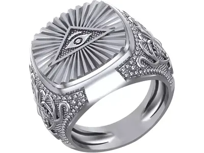 Ring with patterns and an eye 3D print model