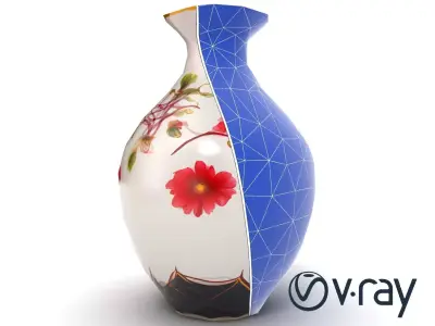 Art Nouveau Decorative Vase with Floral Motifs model pack Low-poly 3D model