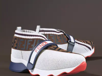 Fendi Monogram White Sneakers 3D model