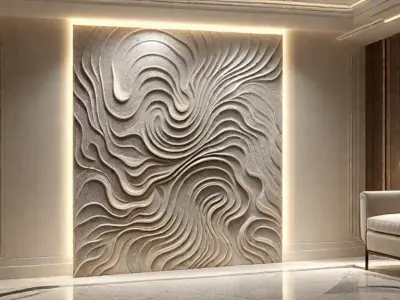 Decorative Wave Wall Panel for CNC - Flowing Modern Style 03 3D model