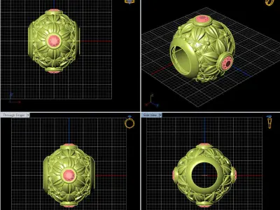 Bead cham with gems stone 3D print model