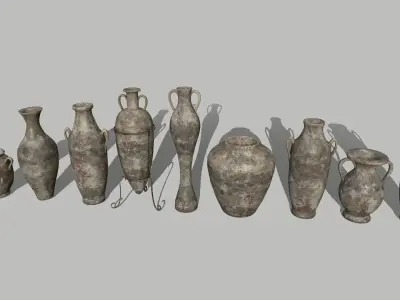 vase set greek vases Low-poly 3D model