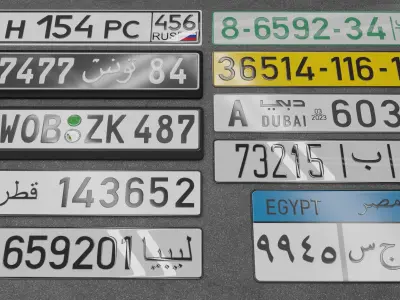 Car LICENSE PLAT Dubai 3D model