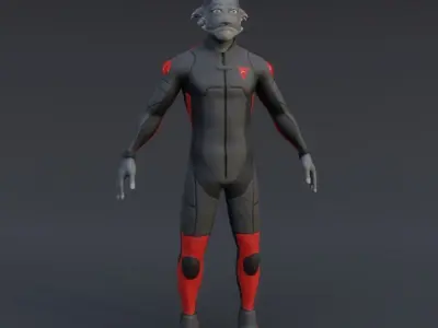 Humanoid Bunny With Racing Suit Low-poly 3D model