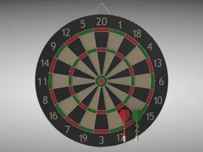 Dartboard dart board with two darts Low-poly 3D model