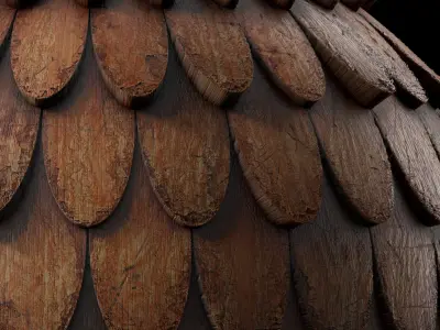 Roof Tile Materials 88- Wooden Roofing By Sbsar Seamless Pbr Texture