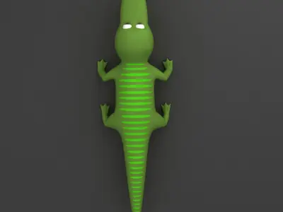 Crocodile rigged cartoon 3d model  Low-poly 3D model