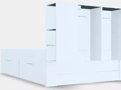 BRIMNES Bed frame w storage and headboard 2 Low-poly 3D model