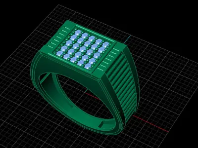 Print Ready STL 3DM  Gents Rings Diamond Men Ring  3D print model 2