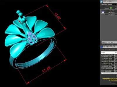 Peacock ring - Bird ring - Diamond ring - Womens rings 3D print model