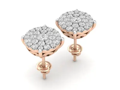 AV 518 Diamond Ladies Fashion Cluster Style Stud Earrings 3D print model