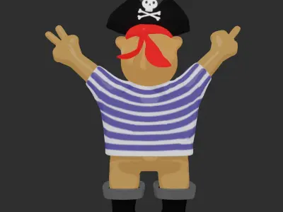 Pirate Bear  Low-poly 3D model