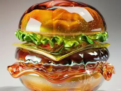 Glass Burger Sculpture Transparent Hamburger Layers 3D Low-poly 3D model