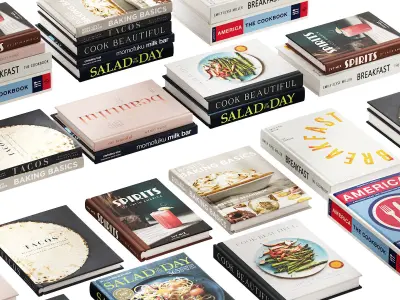 145 decorative books set 16 kitchen and cooking P02 3D model