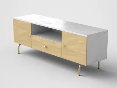 Elliotte media Cabinet oak Low-poly 3D model
