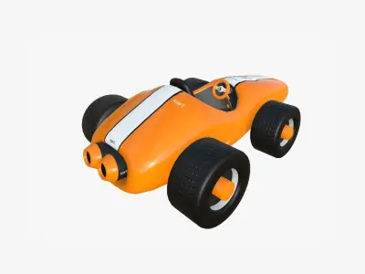 Cartoon Kart F07 Orange - Vehicle Racing Design Low-poly 3D model