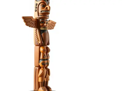 Wooden Totem Sculpture model pack Low-poly 3D model