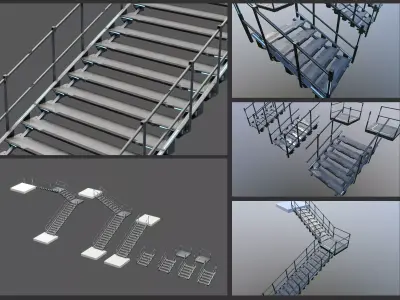 Scifi Modular Stairs Low-poly 3D model