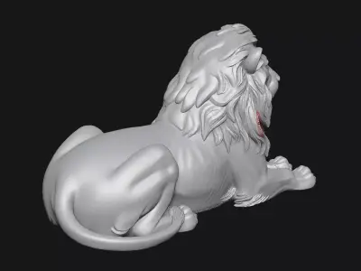 Lion sculpture 3D print model 5