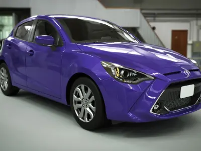 2020 Toyota Yaris XLE 3D Model Animation Rig Low-poly 3D model