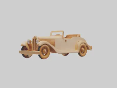 Wooden Car Model Low-poly 3D model