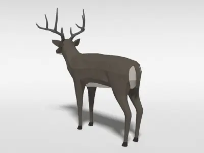 Low Poly Cartoon White-tailed Deer Low-poly 3D model