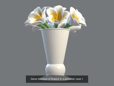 Decor bouquet of flowers in a vase 3D Model Collection
