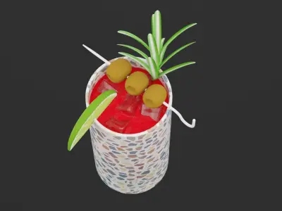 BloodyMary Cocktail Low-poly 3D model
