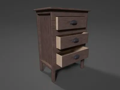 Game Ready Wooden Nightstand Furniture Low-poly 3D model
