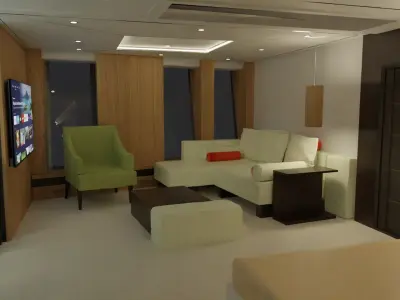 Luxury Apartment Bedroom Low-poly 3D model