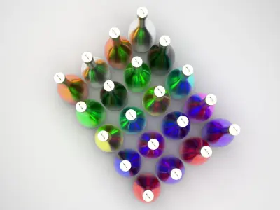 Bottle Christmas Balls Set 3D model