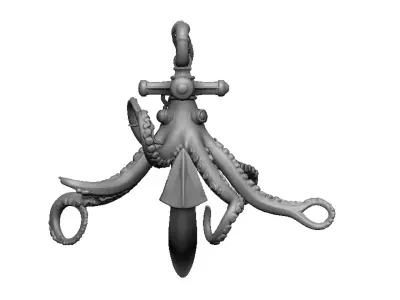 octopus and anchor pendant 3D print model