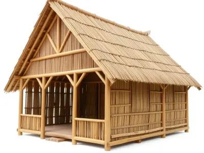 Bamboo Hut Traditional model pack Low-poly 3D model
