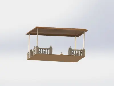 Alcove wooden gazebo 3D print model