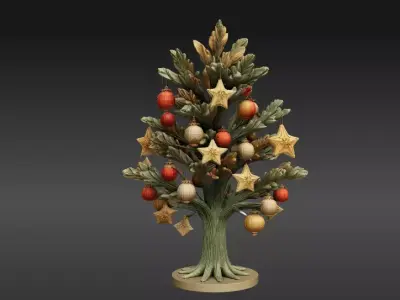 Seasonal Ornament Tree 3D Model Festive Print-Ready Decoration  3D print model