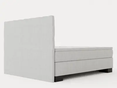 Hilton Luxury Continental Bed 160x200 Light Gray Low-poly 3D model