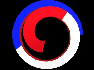 France Flag on double Helical Structure 3D model 3D model