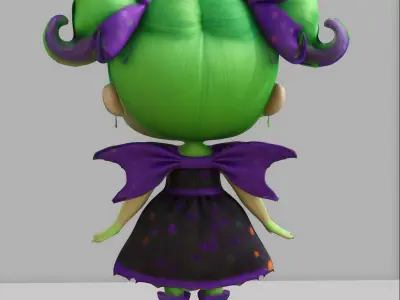 Doll kids halloween Low-poly 3D model