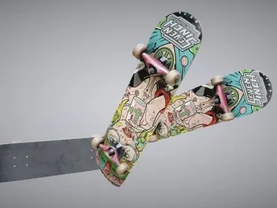 Skateboard two skateboards 3D model