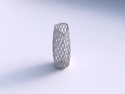 Vase arc hexagon with diagonal grid lattice 3D print model