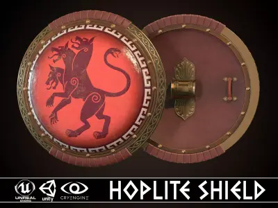 Hoplite Shield Cerberus Low-poly 3D model
