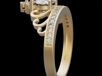 Crown ring sterling gold jewelry printable 3D model 3D print model